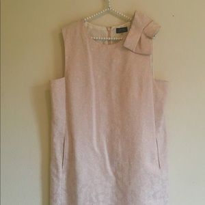 Tahari Pink Shiny Thread Shift Dress with Bow